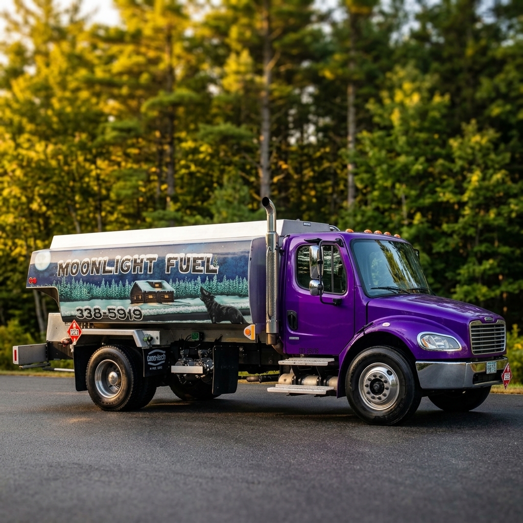 Moonlight Fuel purple delivery tanker truck