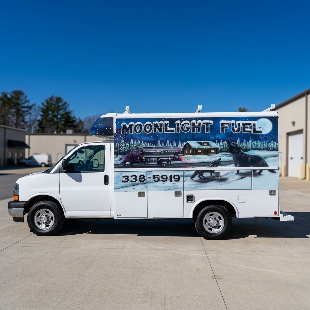 Moonlight Fuel service van with custom artwork